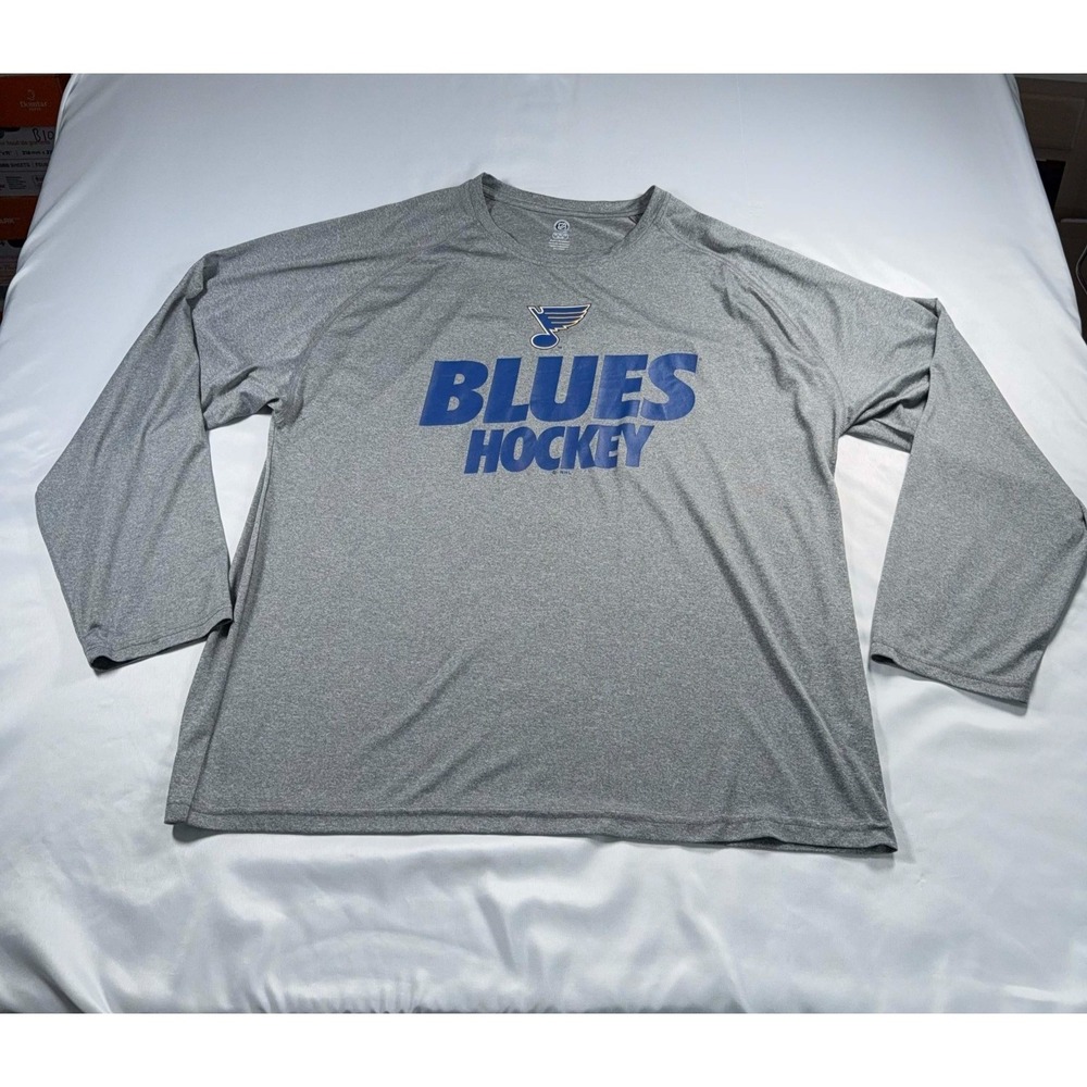 St. Louis Blues Gray NHL Graphic Long Sleeve T-Shirt Men's 2XL Great Condition!